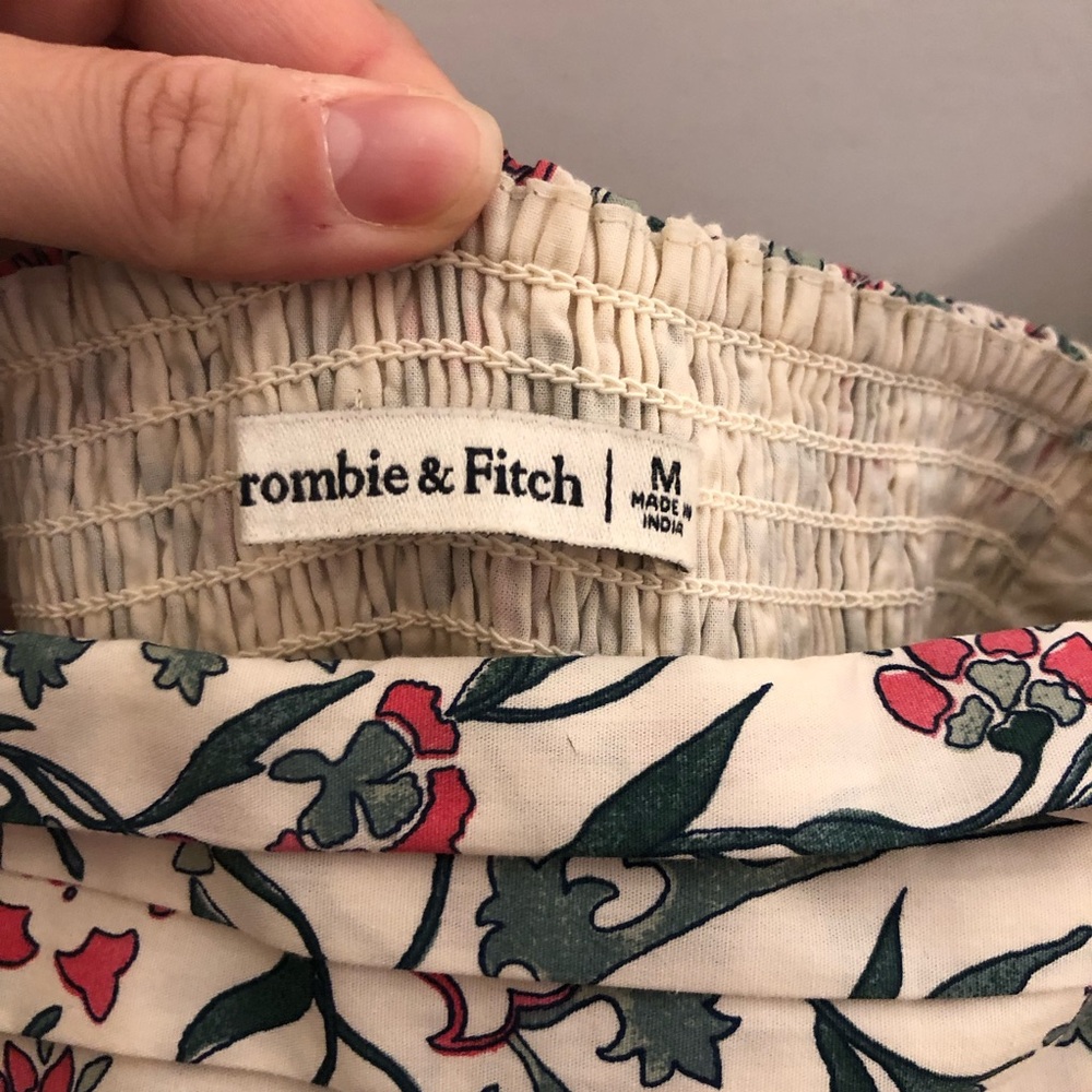 Abercrombie & Fitch Dress Floral White and Green Cotton - Picture 7 of 7